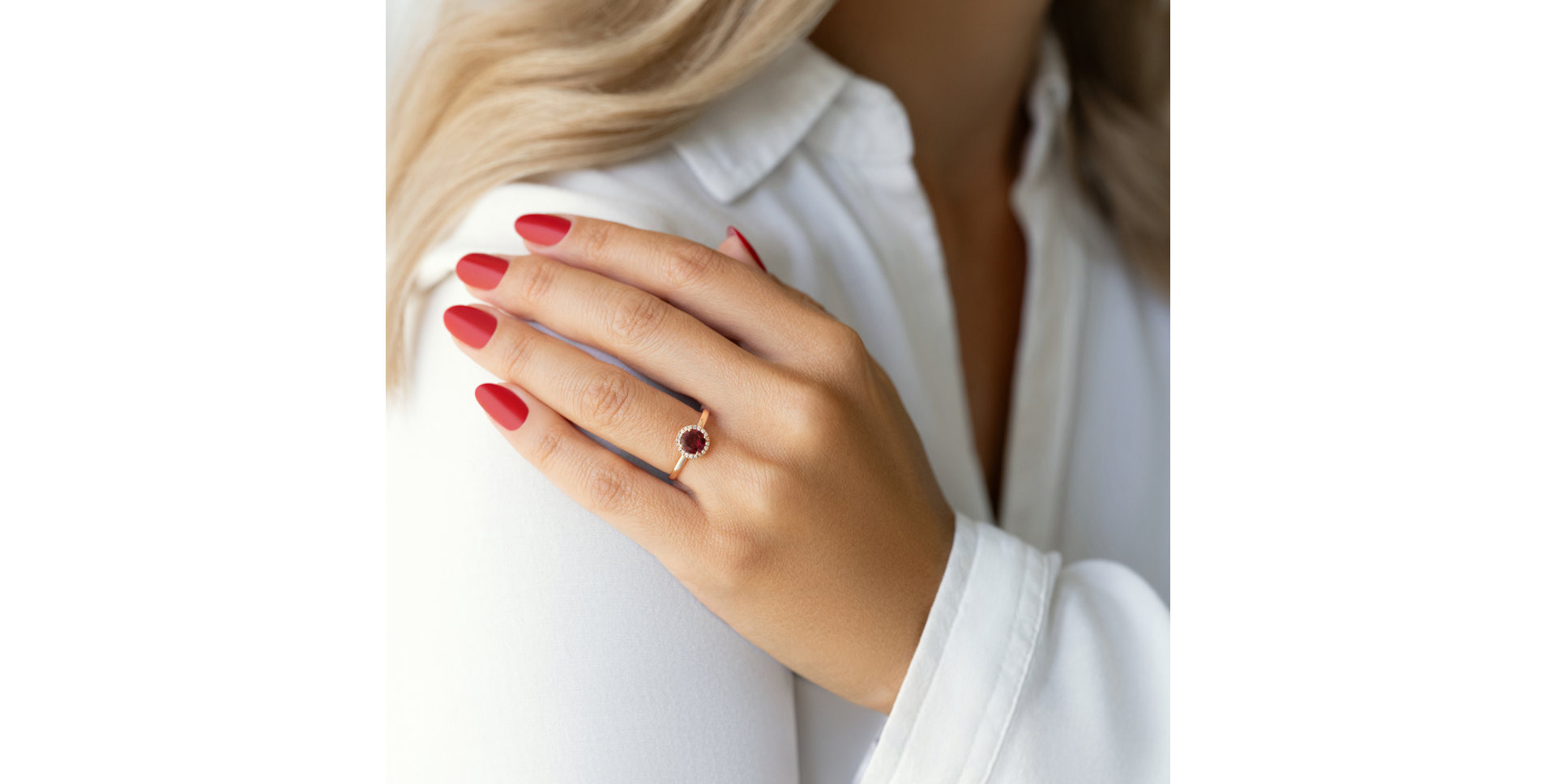 Prsten s diamanty a rhodolitem Violette