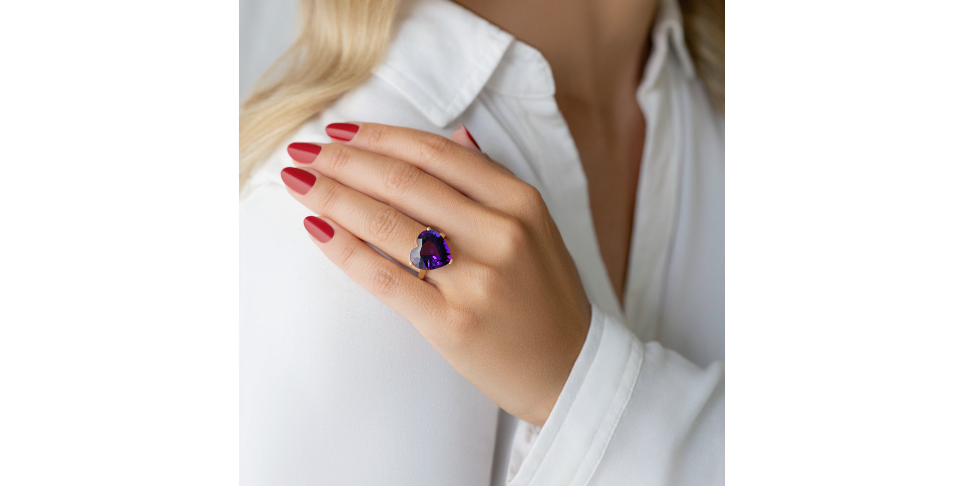 Prsten s ametystem Amethyst Heart