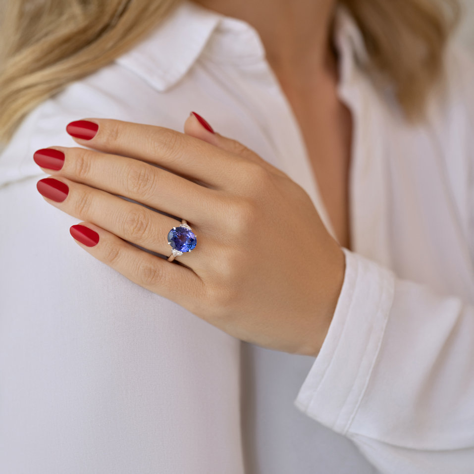 Prsten s diamanty a tanzanitem Dravyn