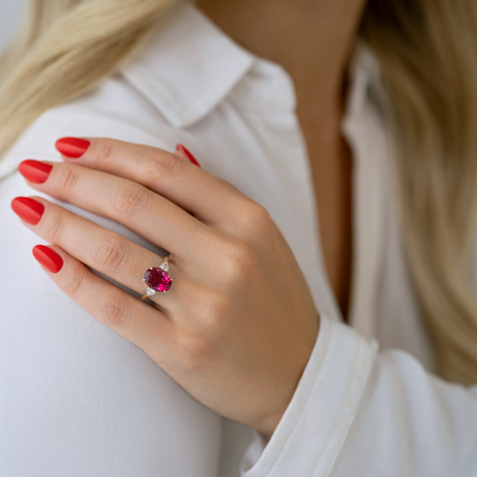 Prsten s diamanty a turmalínem Opheliane