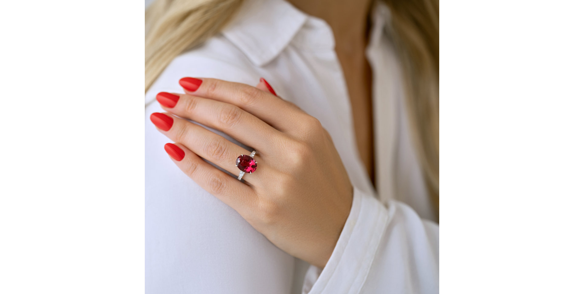 Prsten s diamanty a tumalínem Rose Flare