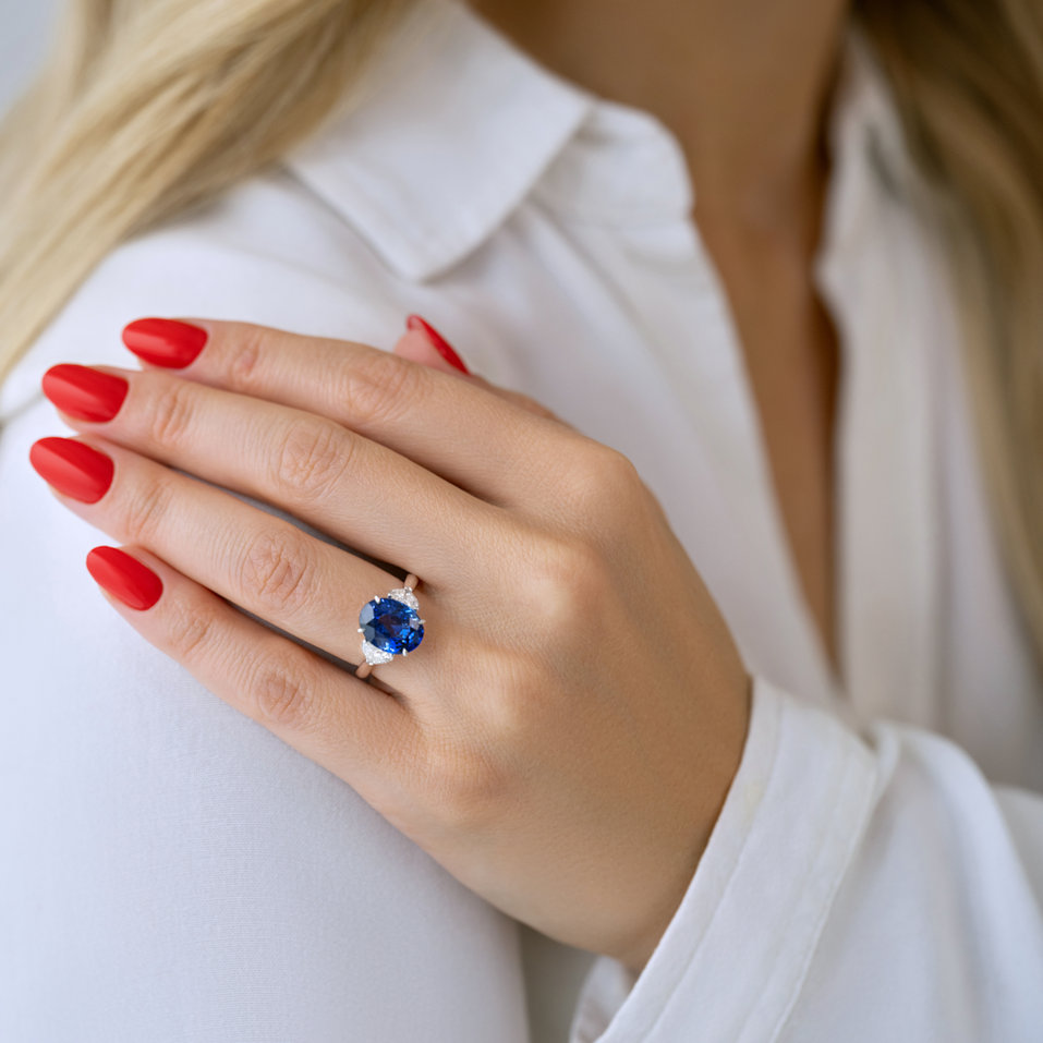 Prsten s diamanty a tanzanitem Dravyn