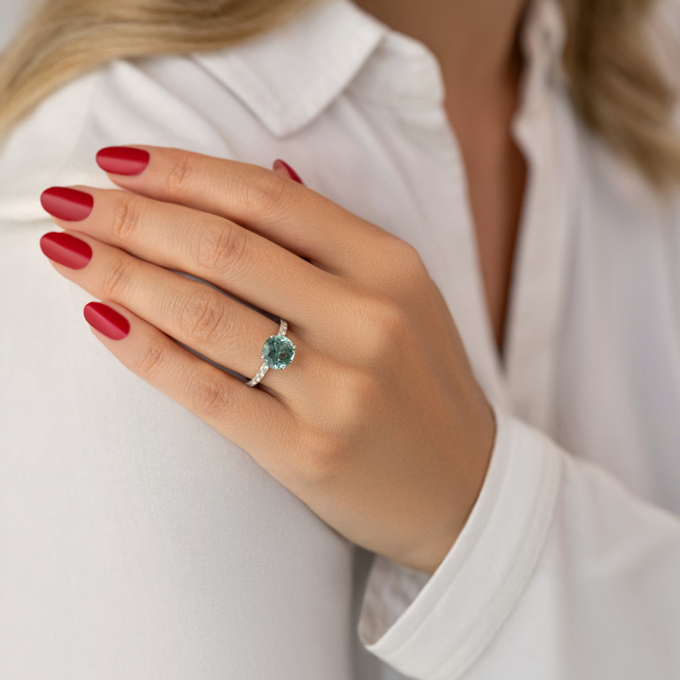 Prsten s diamanty a turmalínem The Arctic Siren