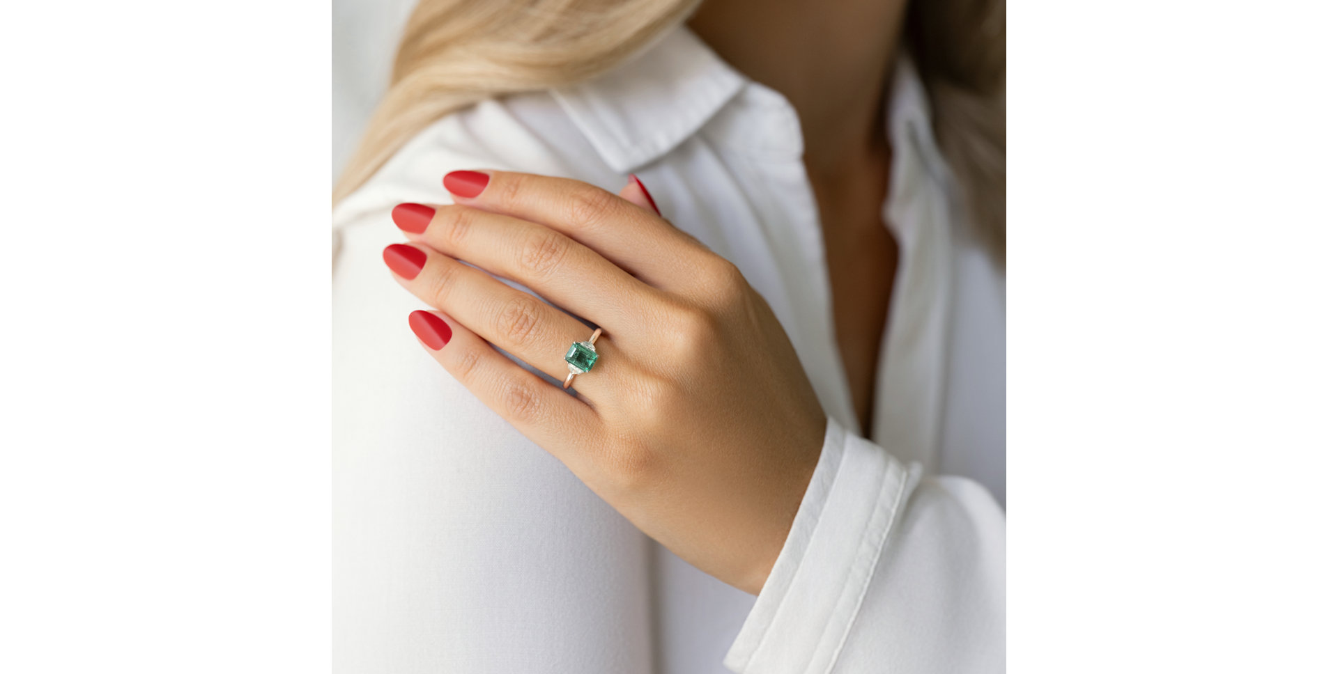 Prsten s diamanty a smaragdem Selien