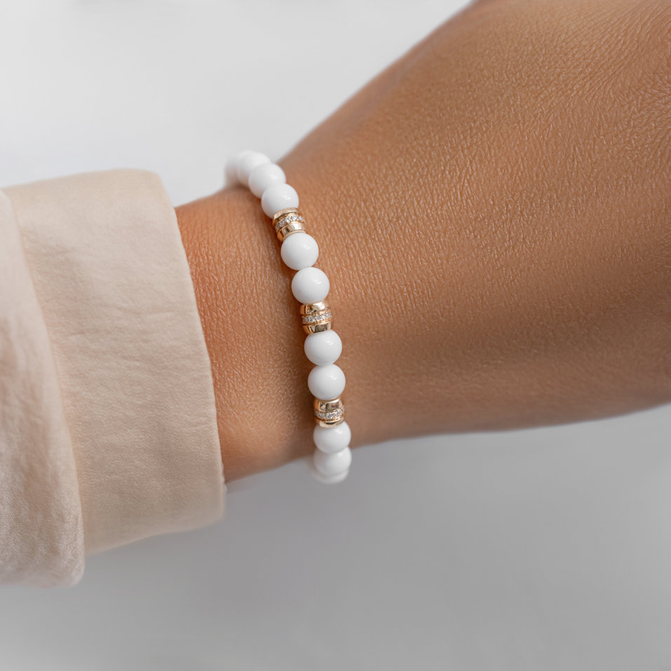 Náramek s diamanty a acháty White Mirage