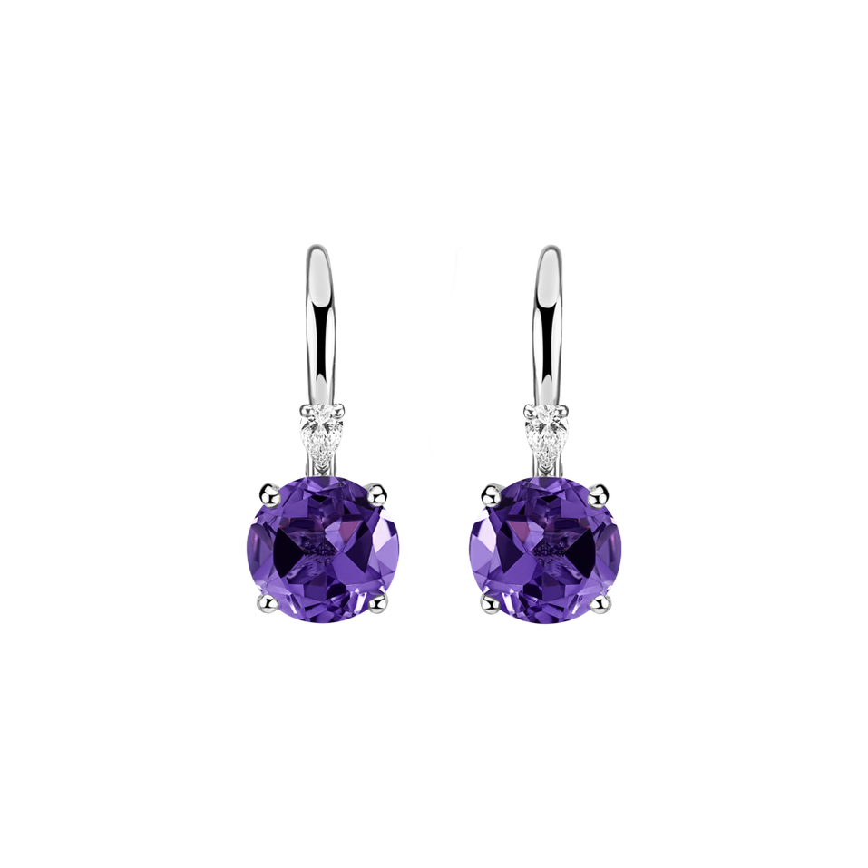 Náušnice s diamantem a ametystem Noctir