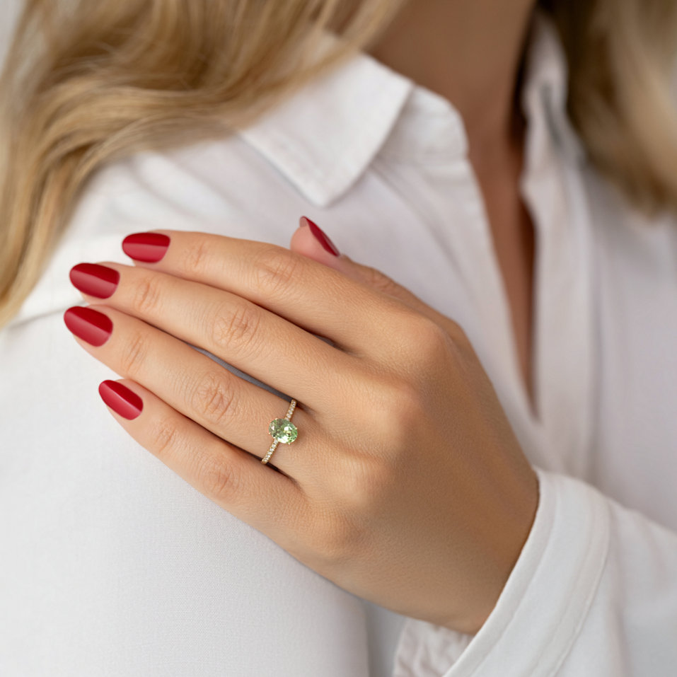 Prsten s diamanty a turmalínem Touch of Shine