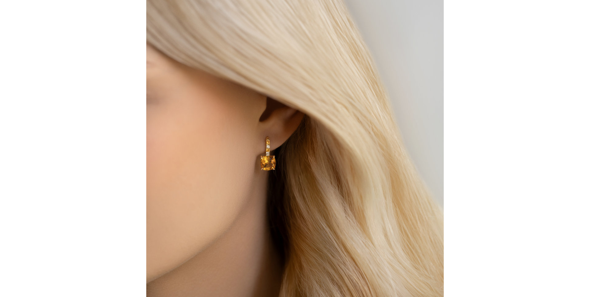 Náušnice s diamanty a citrínem Imelda