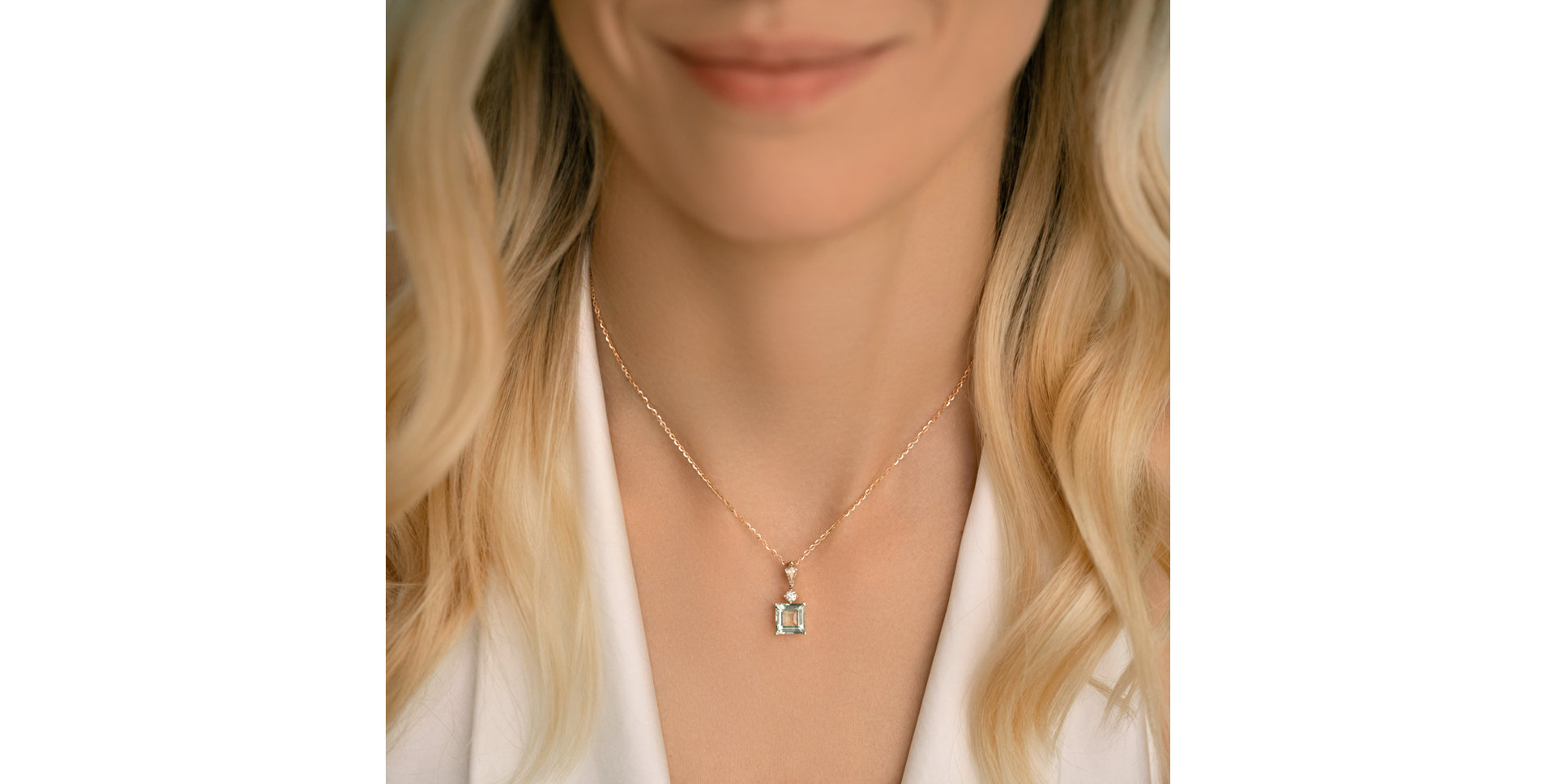 Náhrdelník s diamanty a turmalínem Green Illusion