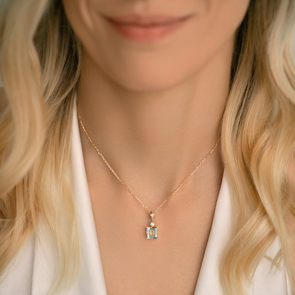 Náhrdelník s diamanty a turmalínem Green Illusion