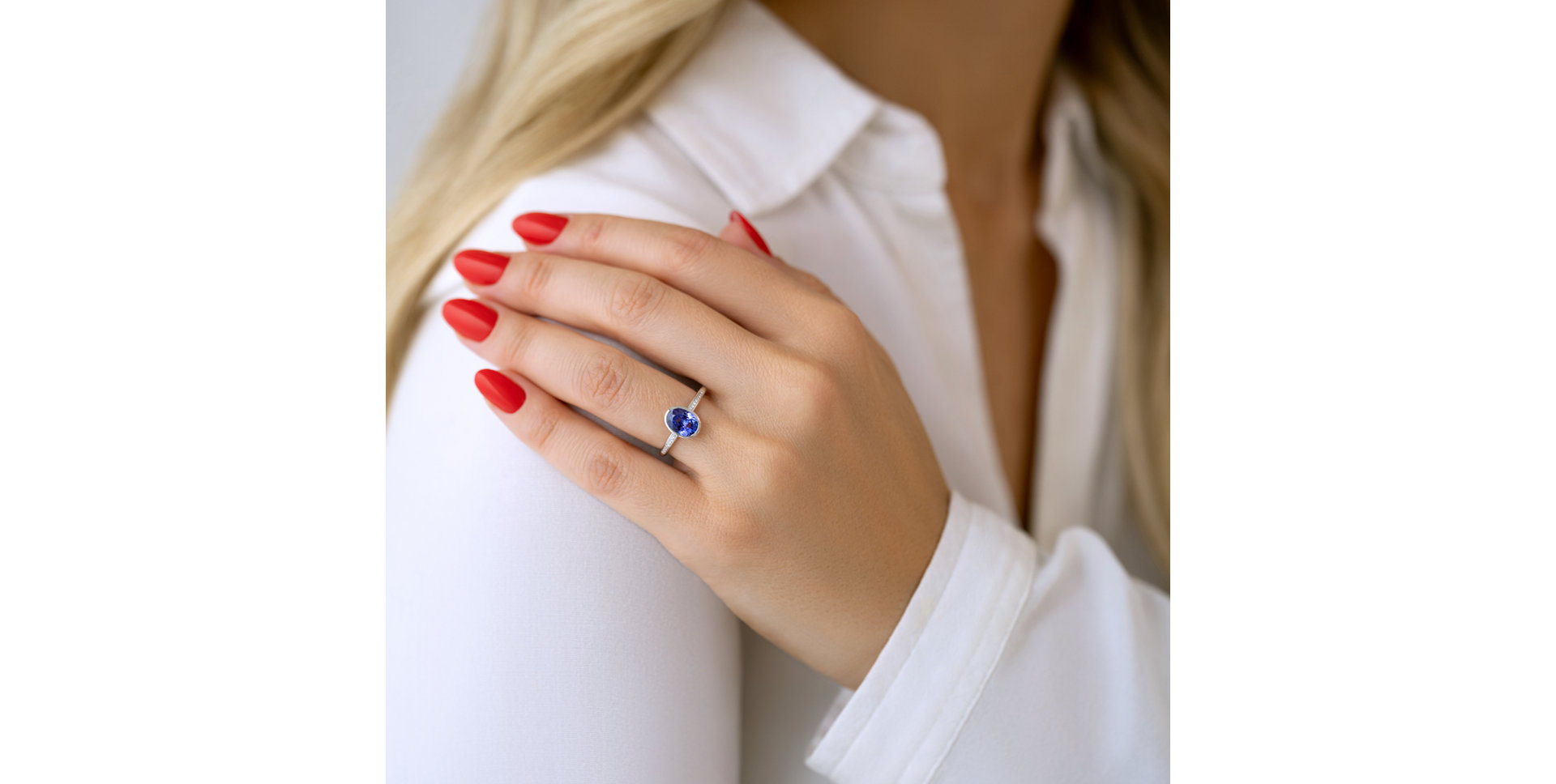 Prsten s diamanty a tanzanitem Elliptical Perfection