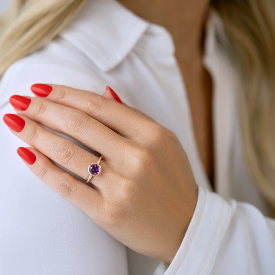 Prsten s diamanty a citrínem Regal Elegance