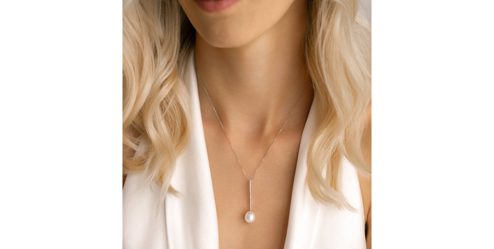 Náhrdelník s perlou a diamanty Ocean Drop