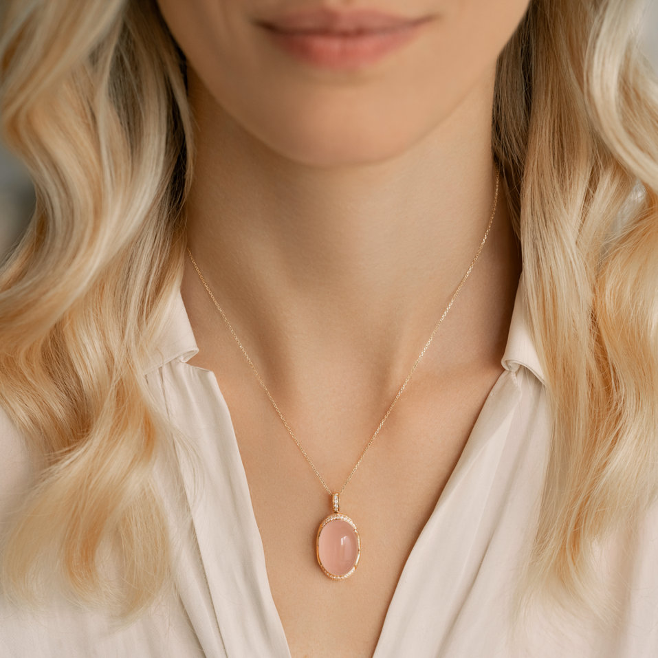 Náhrdelník s růženínem a diamanty Rose Spirit