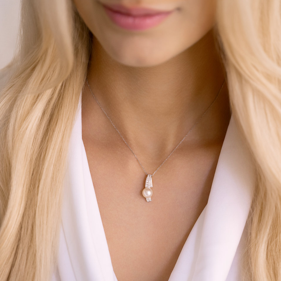 Náhrdelník s perlou a diamanty Secret Affair