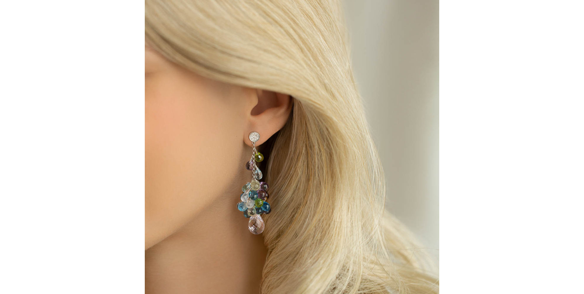 Náušnice s diamanty a drahokamy Icarius