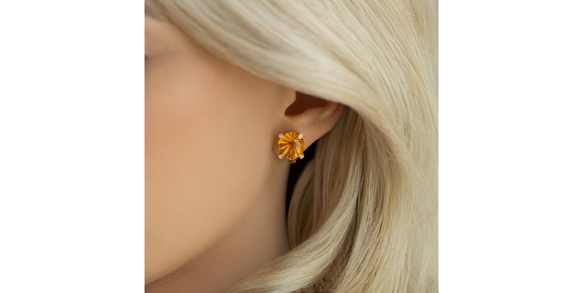 Náušnice s citrínem a diamanty Magical Rose