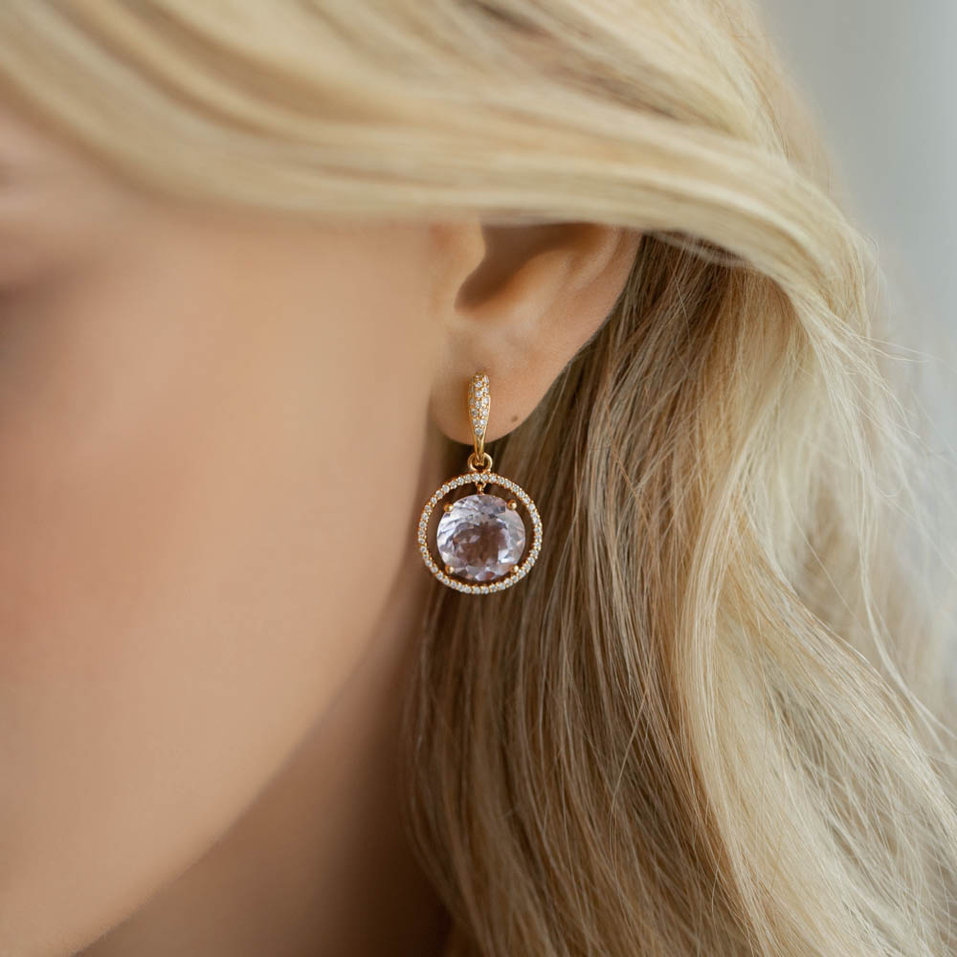 Náušnice s ametystem diamanty Sissi