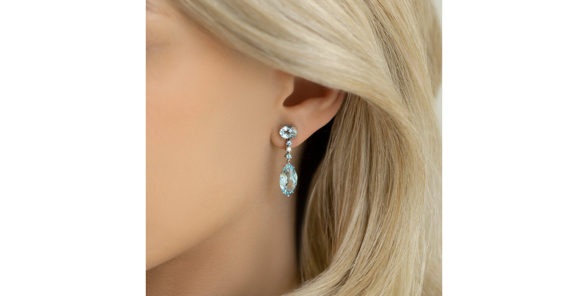 Náušnice s diamanty a topazem La Lessive