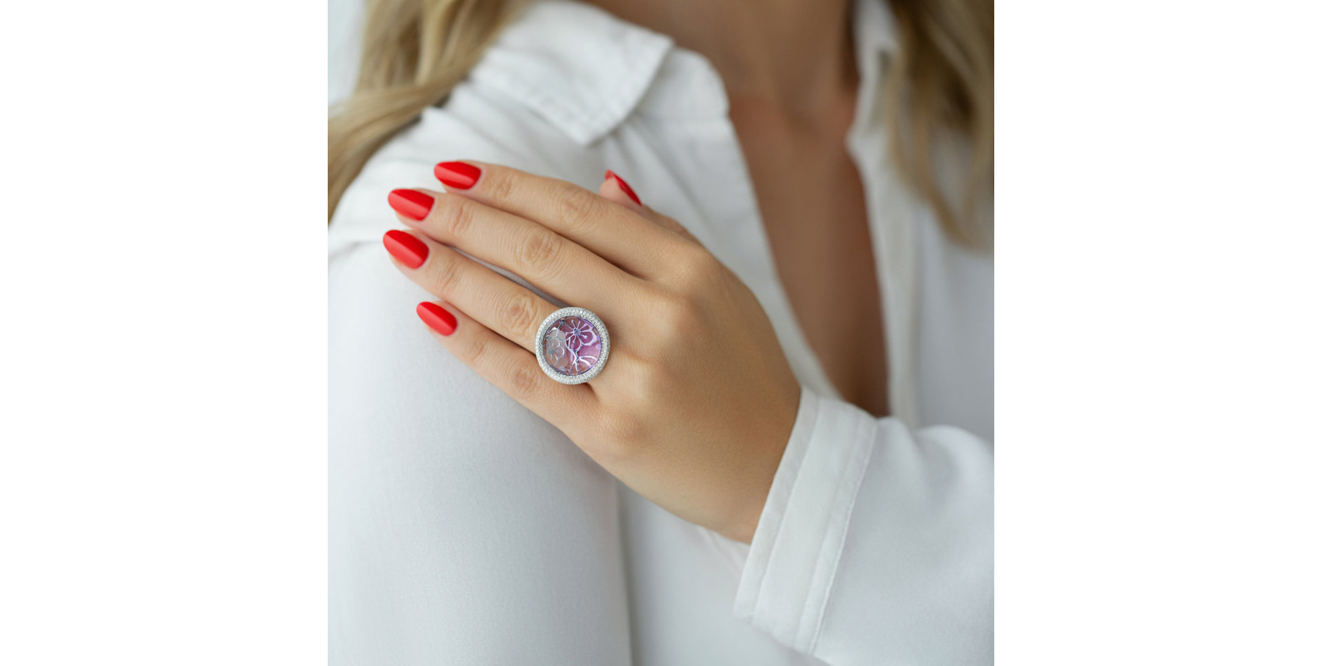 Prsten s ametystem a diamanty Beloved