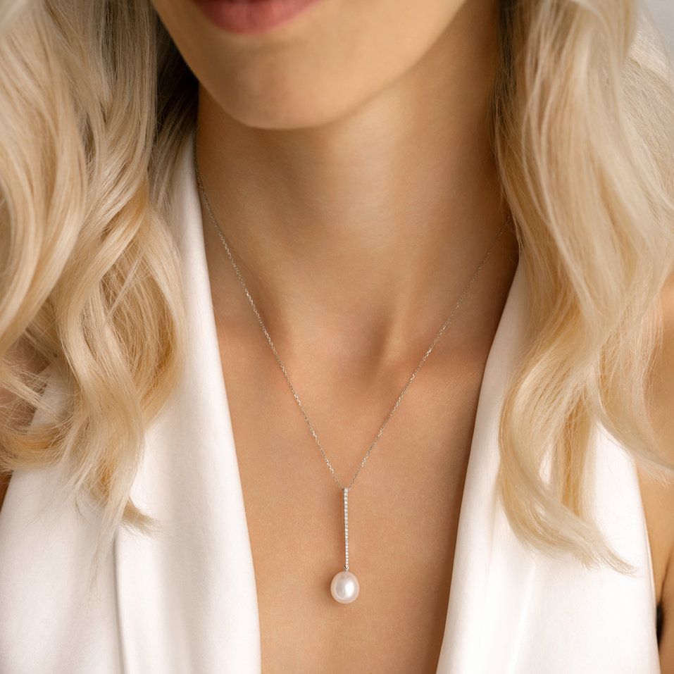 Přívěs s perlou a diamanty Ocean Drop
