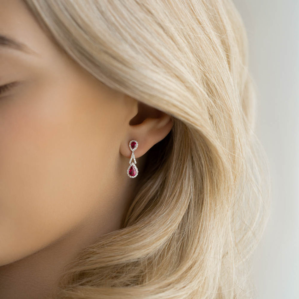 Náušnice s diamanty a rubíny Ruby Woman