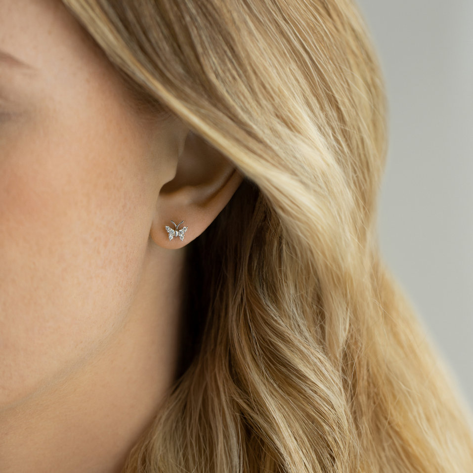 Náušnice s diamanty Diamond Butterfly