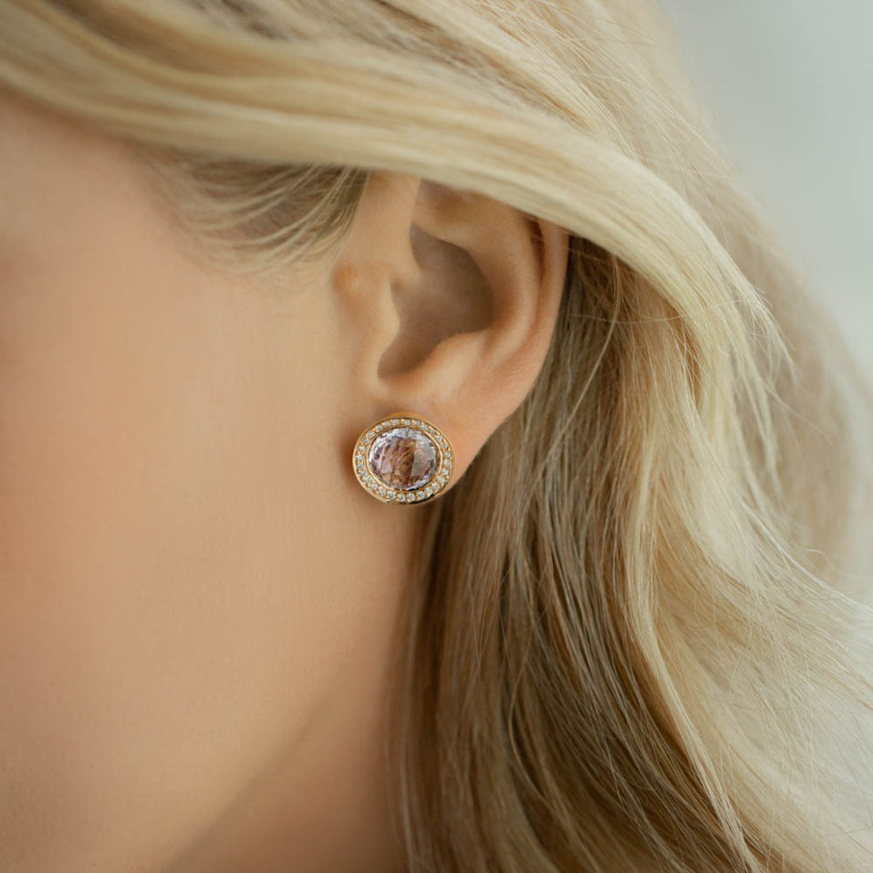 Náušnice s ametystem a diamanty Monde