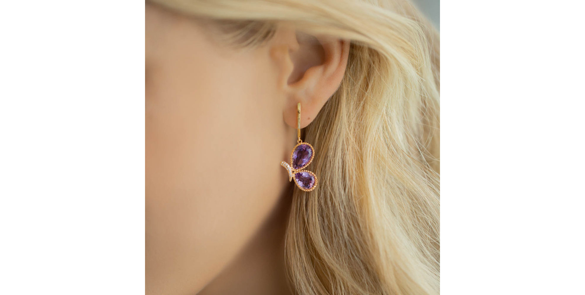 Náušnice s ametystem diamanty Ultra Beauty