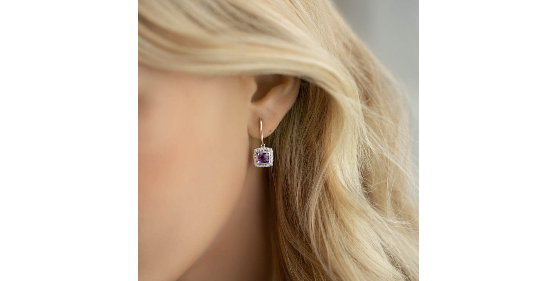 Náušnice s ametystem diamanty Morcant