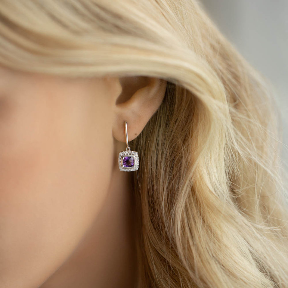 Náušnice s ametystem diamanty Morcant