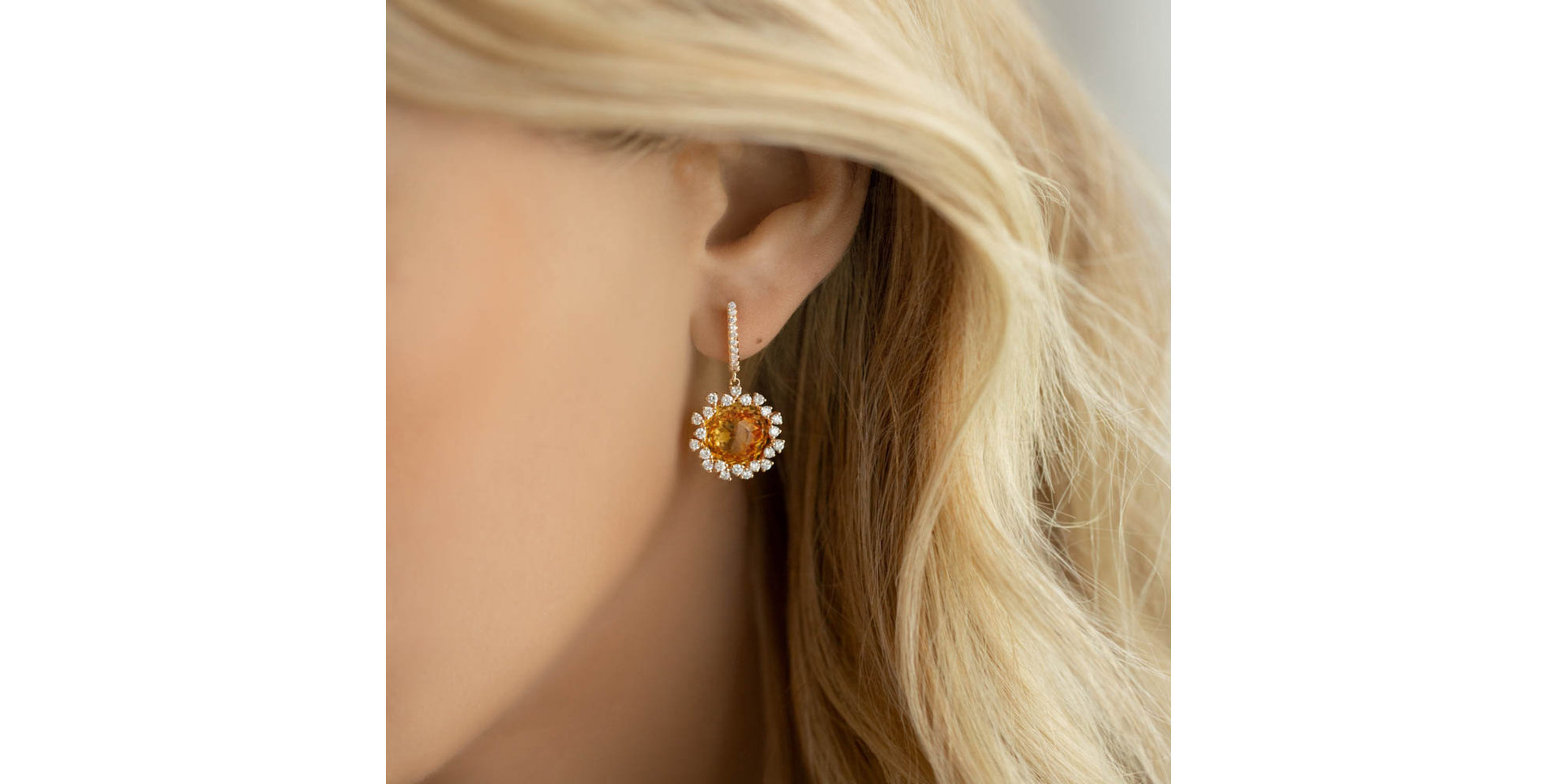 Náušnice s citrínem a diamanty Vera