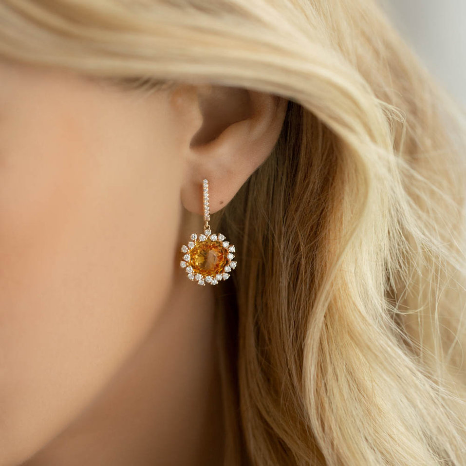 Náušnice s citrínem a diamanty Vera