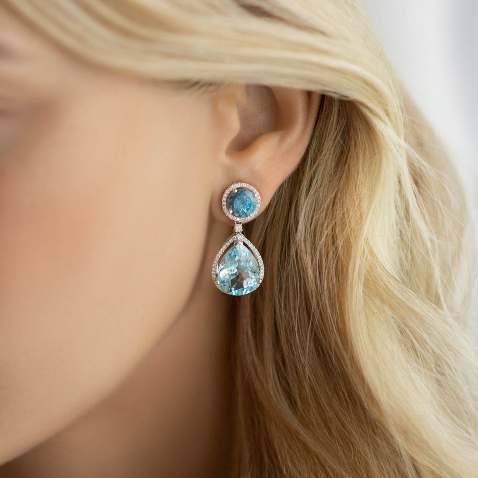 Náušnice s topazem a diamanty Vedas