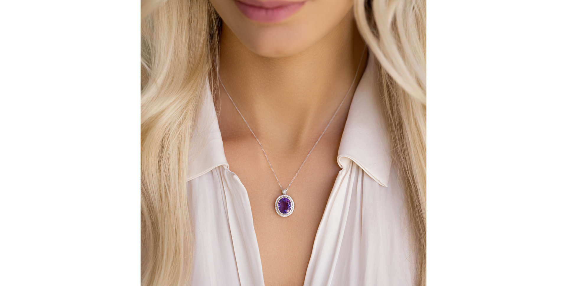 Náhrdelník s ametystem a diamanty Alban