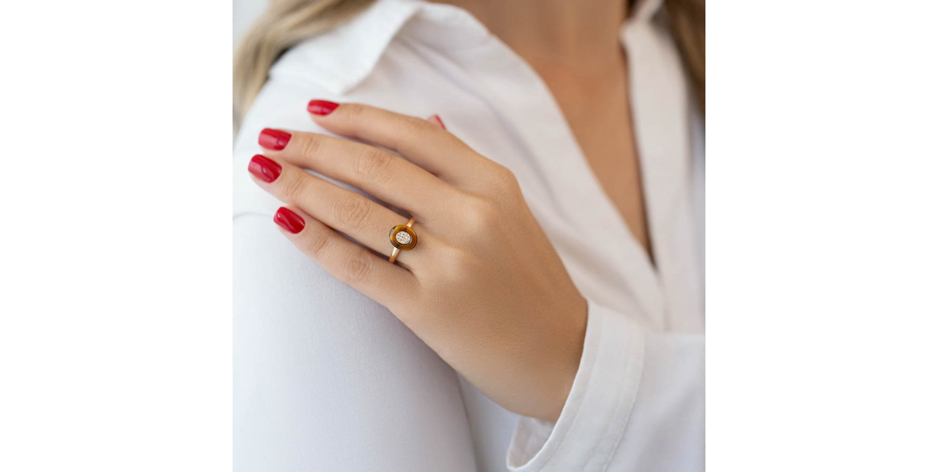 Prsten s diamanty a opálem Viridescent