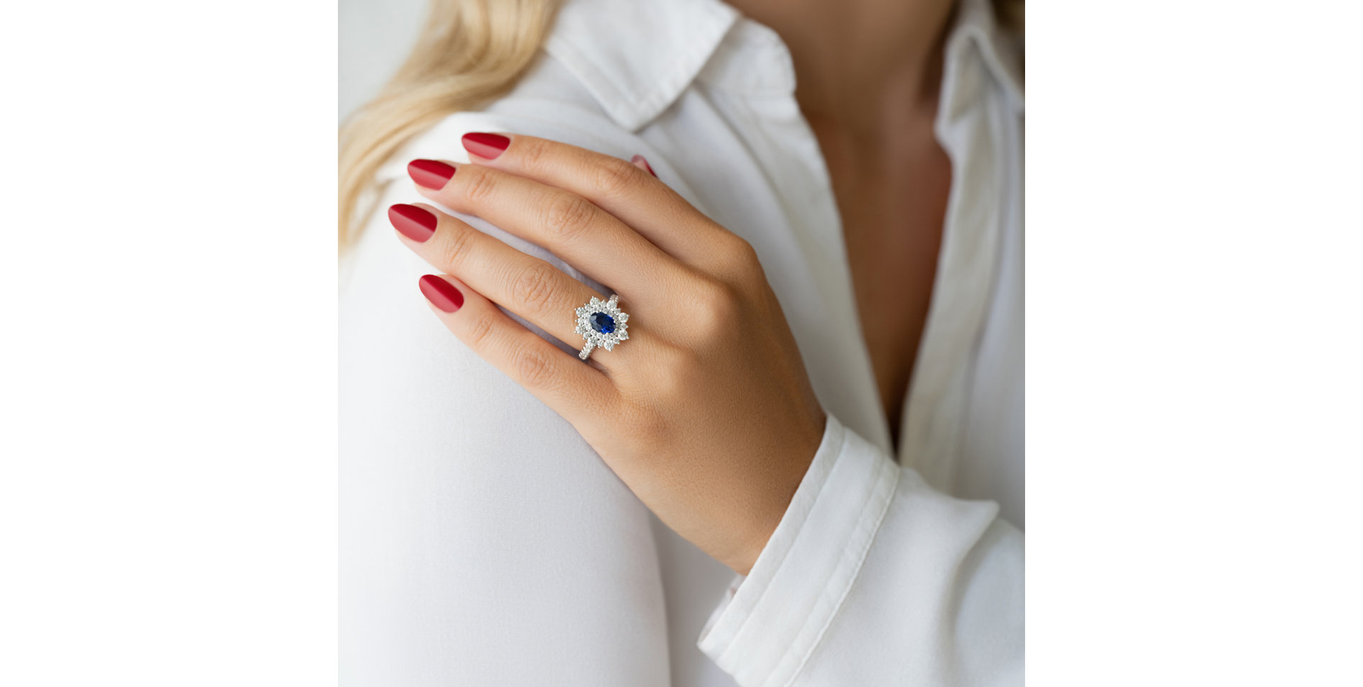 Prsten s safírem a diamanty Dallis