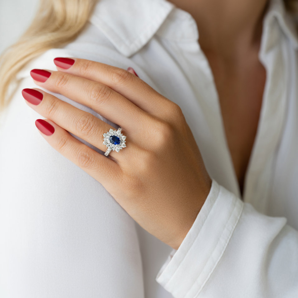 Prsten s safírem a diamanty Dallis
