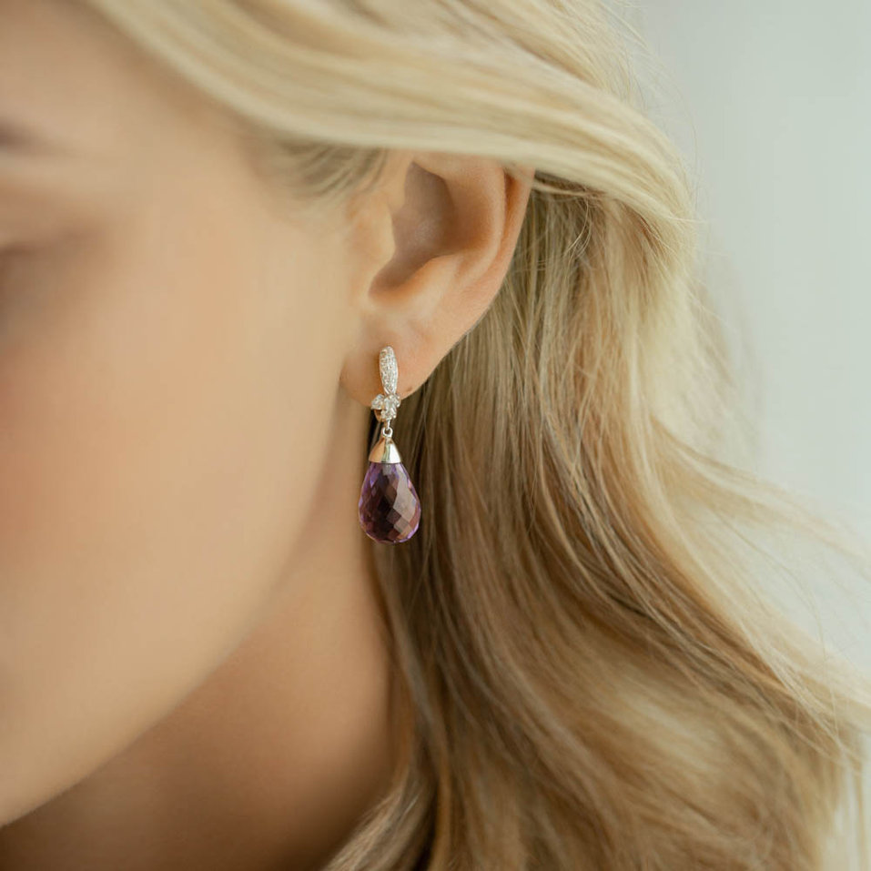 Náušnice s ametystem diamanty Nena