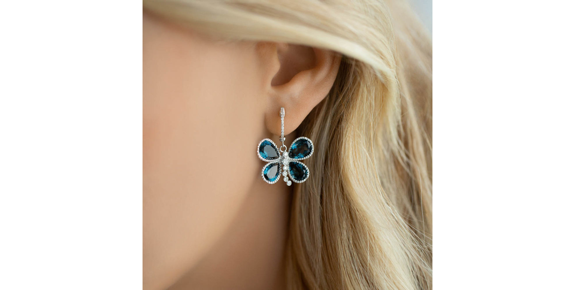 Náušnice s diamanty a topazy Fabien