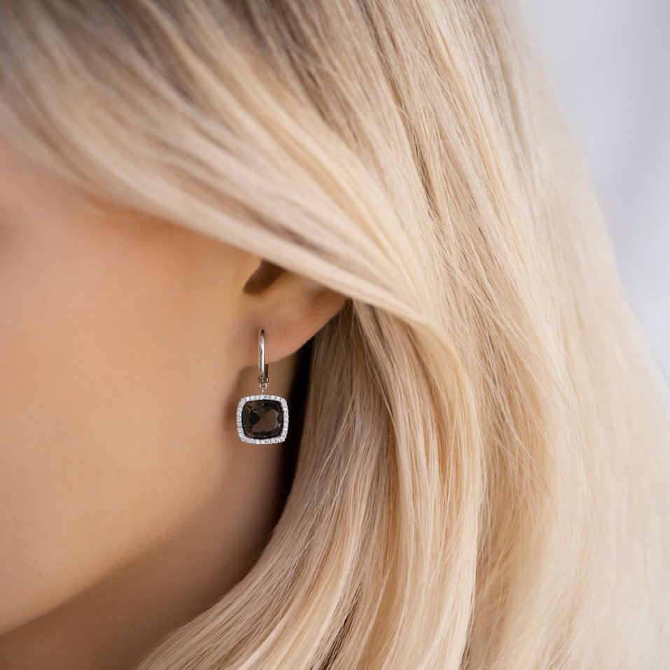 Náušnice s quartzem a diamanty Severed Fate