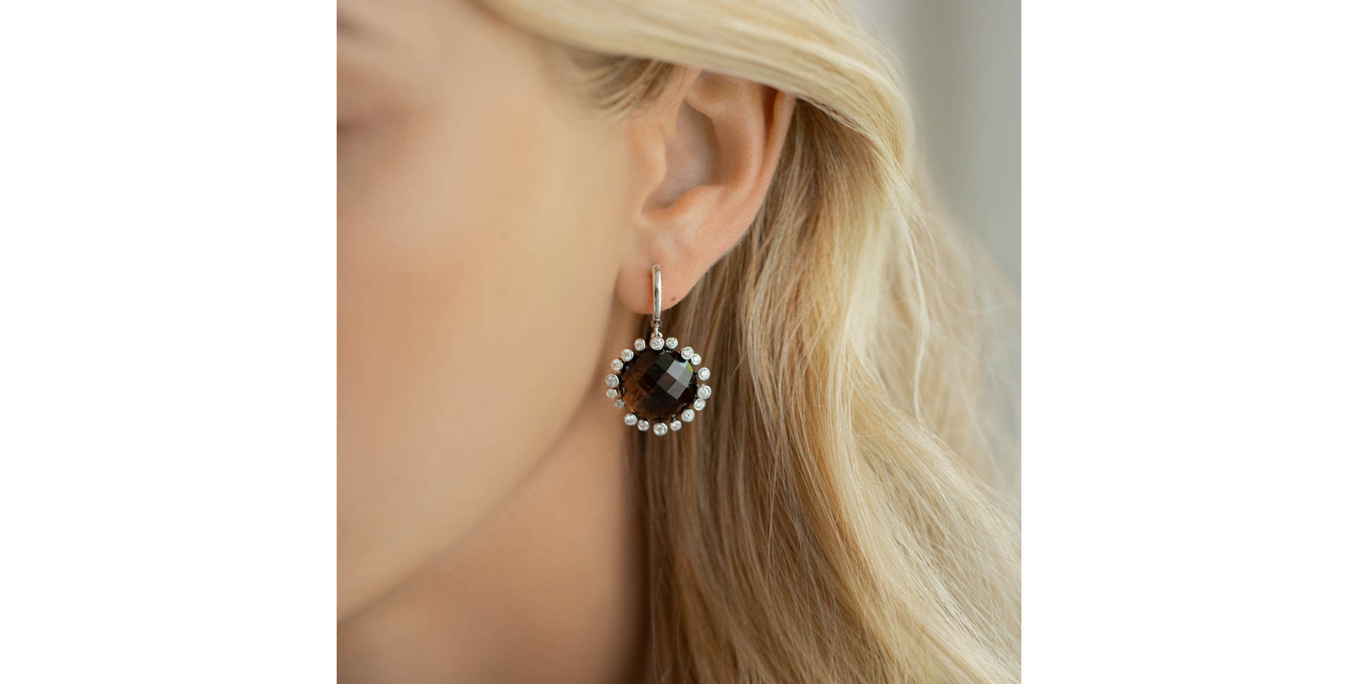 Náušnice s quartzem a diamanty Sandra