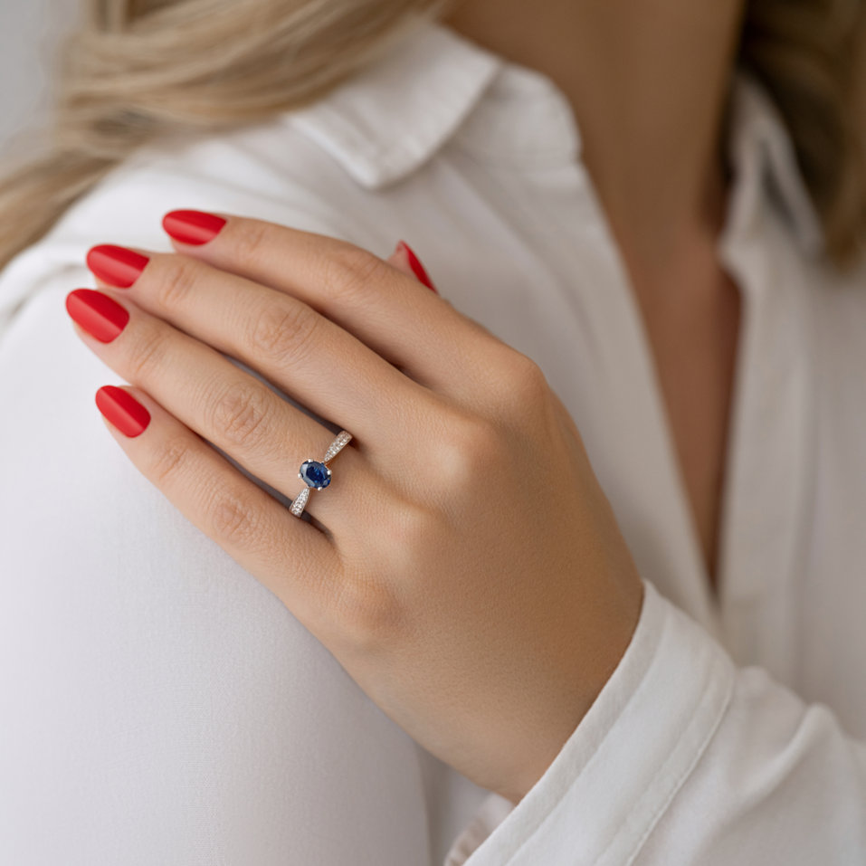 Prsten s safírem a diamanty Night Lady