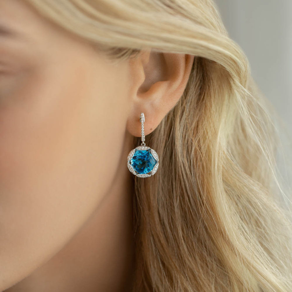 Náušnice s topazem a diamanty Astral Projection