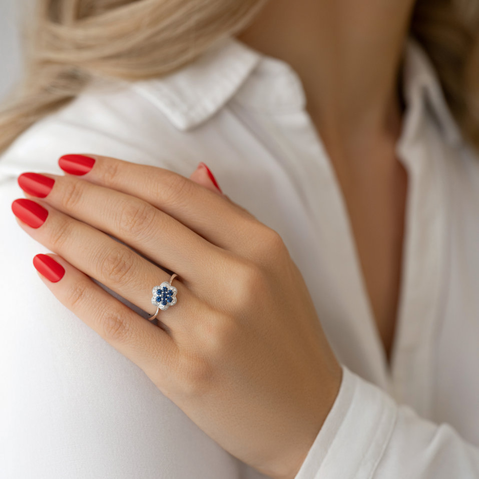 Prsten se safíry a diamanty Logan