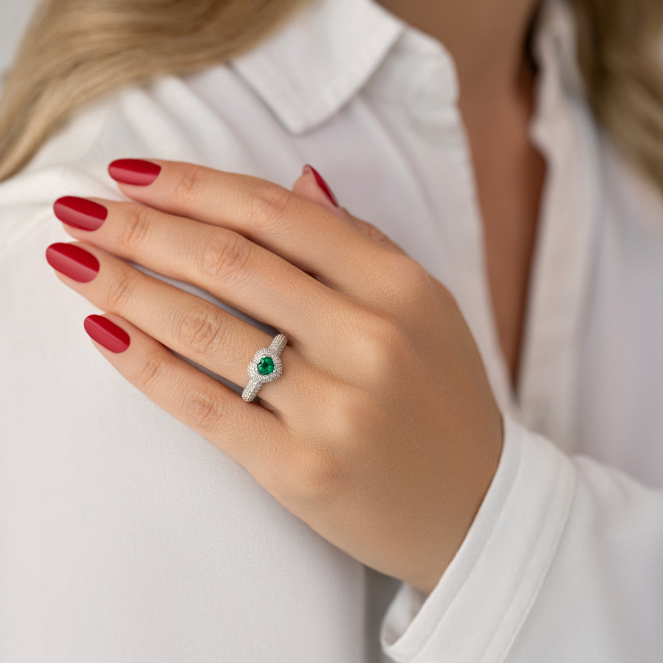 Prsten se smaragdem a diamanty Flamboyant Soul