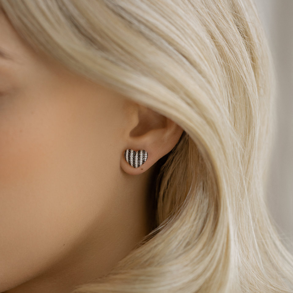 Náušnice s černými a bílými diamanty Lavinia