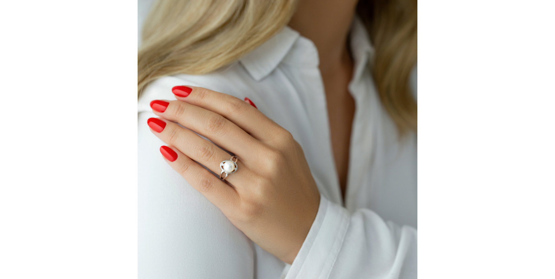 Prsten s perlou a diamanty Heavenly Sea