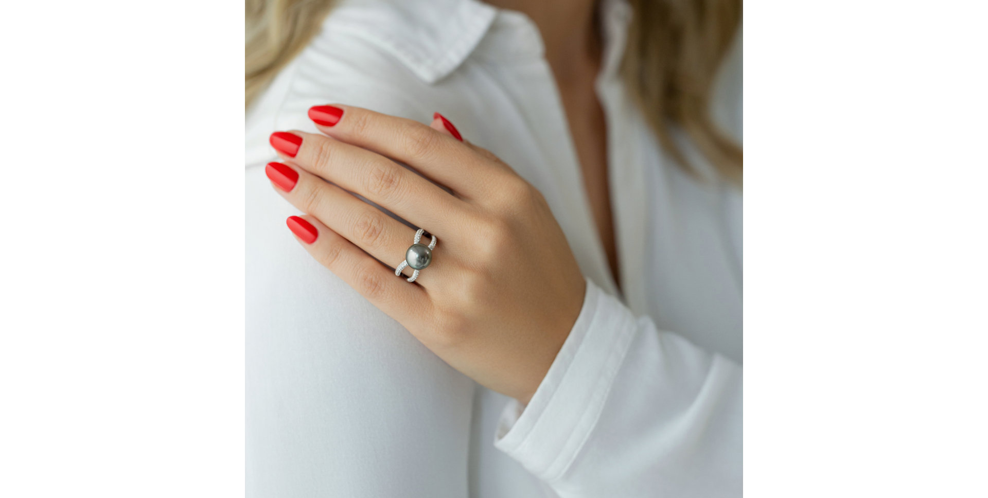 Prsten s perlou a diamanty Neptunian Shore