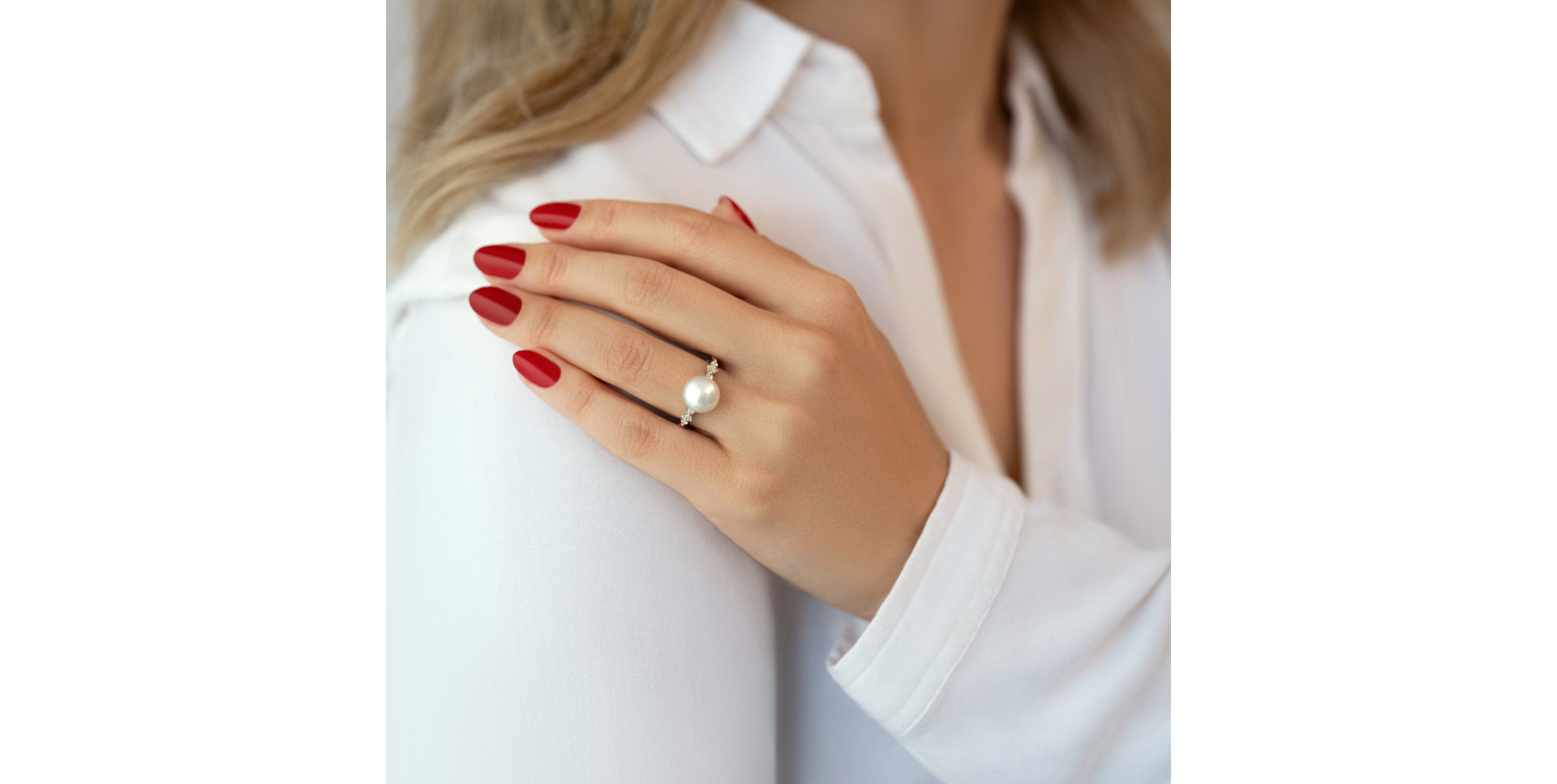 Prsten s perlou a diamanty Magical Shoreline